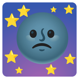 new moon face and slightly frowning face