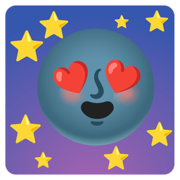 New moon face and Smiling face with heart-eyes