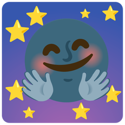 New moon face and Smiling face with open hands