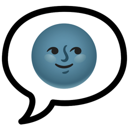 new moon face and speech balloon