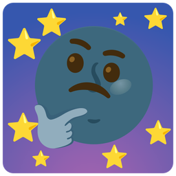 new moon face and thinking face