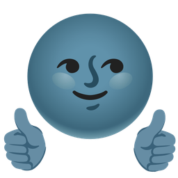 new moon face and thumbs up
