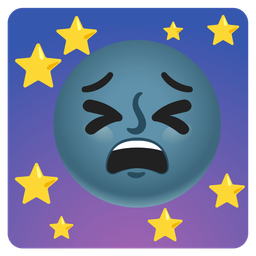 new moon face and tired face