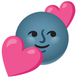 new moon face and two hearts
