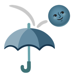 new moon face and umbrella