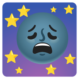 new moon face and weary face