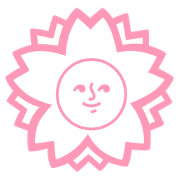 new moon face and white flower