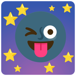 New moon face and Winking face with tongue