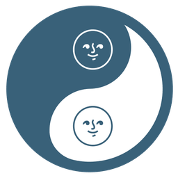 new moon face and yin yang