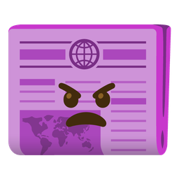 newspaper and angry face with horns