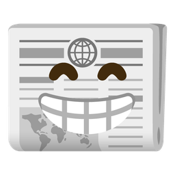 Newspaper and Beaming face with smiling eyes