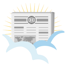 newspaper and face in clouds