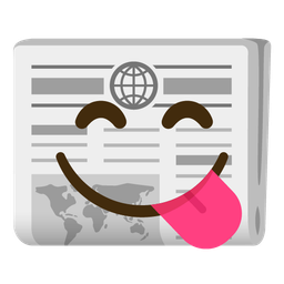 Newspaper and Face savoring food