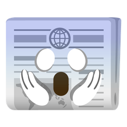 newspaper and face screaming in fear