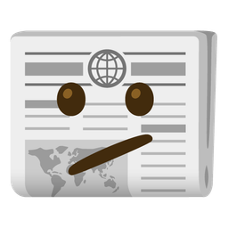 newspaper and face with diagonal mouth