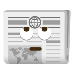 newspaper and face with rolling eyes