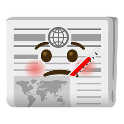 newspaper and face with thermometer