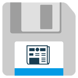 newspaper and floppy disk