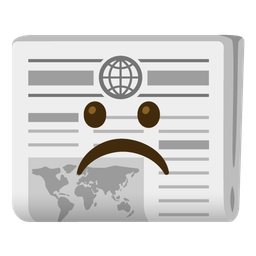 newspaper and frowning face