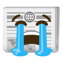 newspaper and loudly crying face