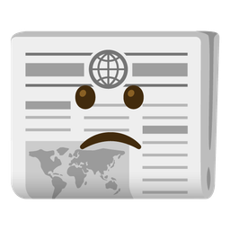 newspaper and slightly frowning face