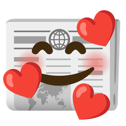 Newspaper and Smiling face with hearts