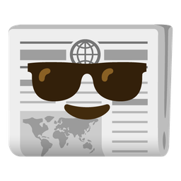 newspaper and smiling face with sunglasses