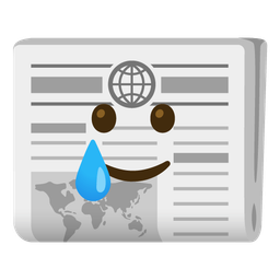 Newspaper and Smiling face with tear