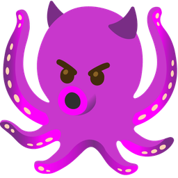 octopus and angry face with horns