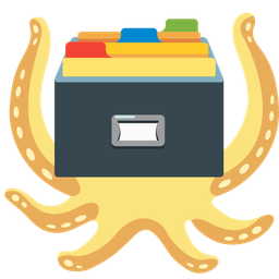 octopus and card file box