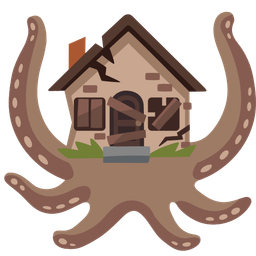 octopus and derelict house