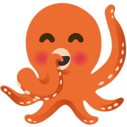 octopus and face with hand over mouth