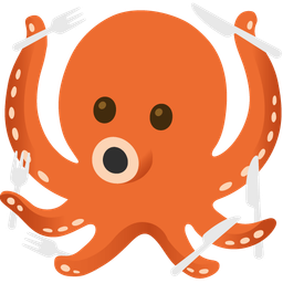 octopus and fork and knife with plate