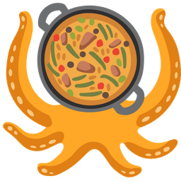 octopus and shallow pan of food