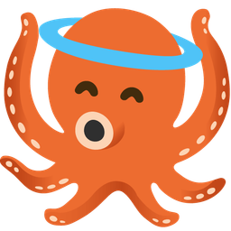 Octopus and Smiling face with halo