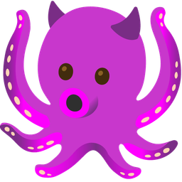 octopus and smiling face with horns