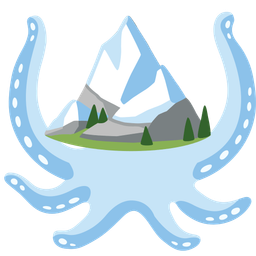 octopus and snow-capped mountain