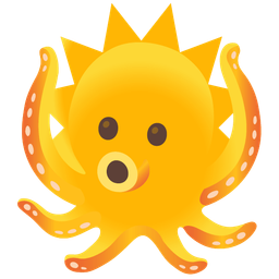 octopus and sun with face