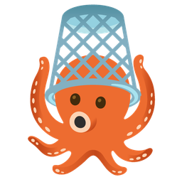 octopus and wastebasket