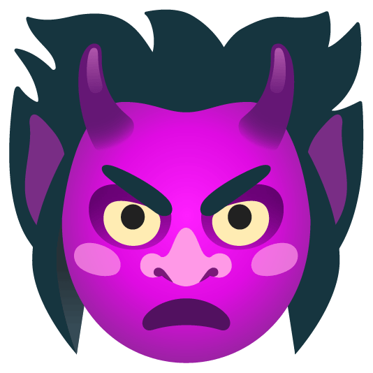 ogre and angry face with horns