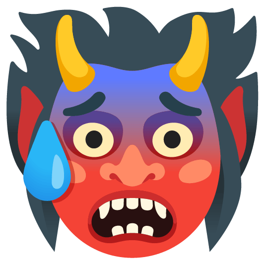 ogre and anxious face with sweat