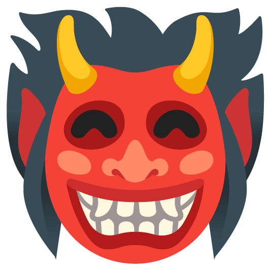 Ogre and Beaming face with smiling eyes