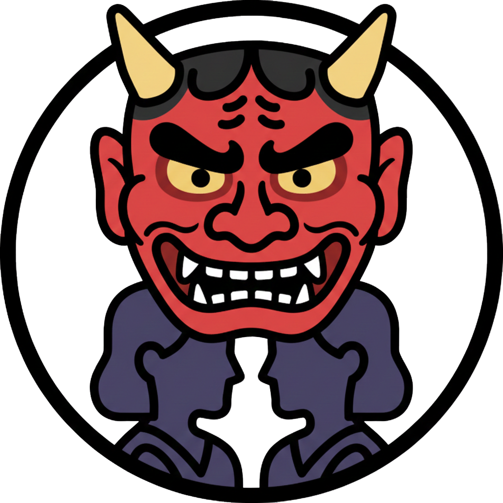 ogre and busts in silhouette