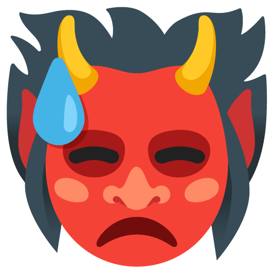 ogre and downcast face with sweat