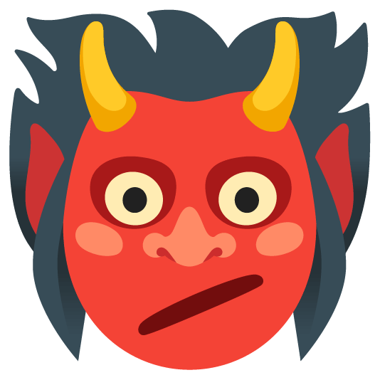 ogre and face with diagonal mouth