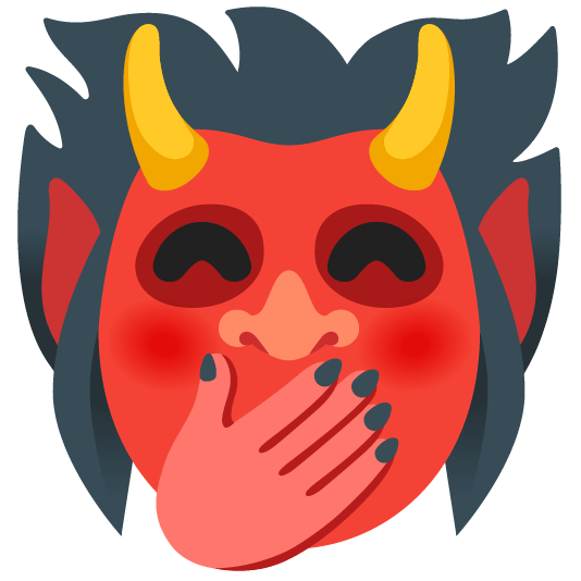 ogre and face with hand over mouth