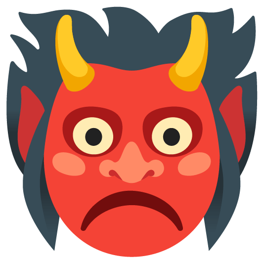 ogre and frowning face