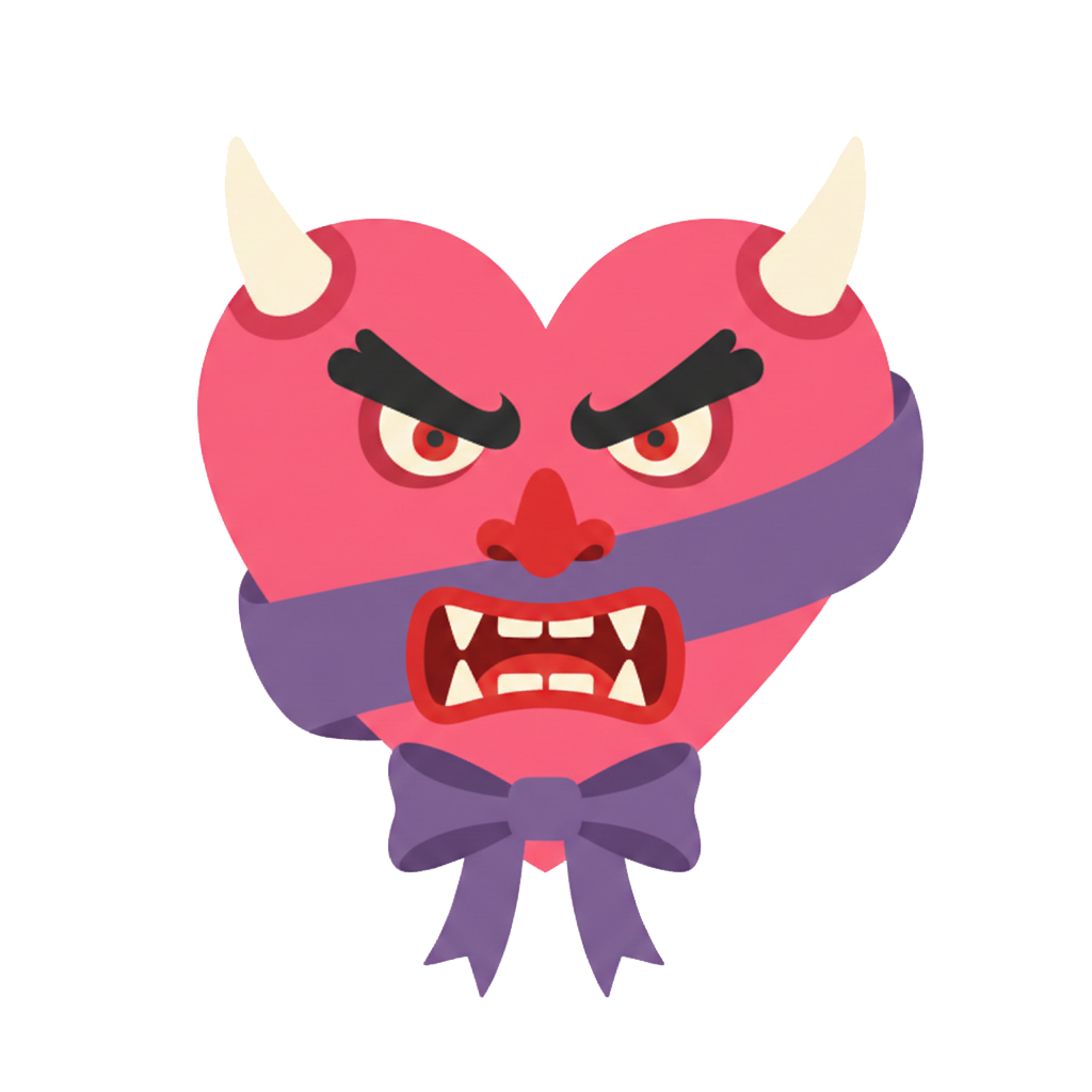 ogre and heart with ribbon