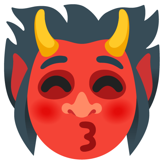 Ogre and Kissing face with closed eyes