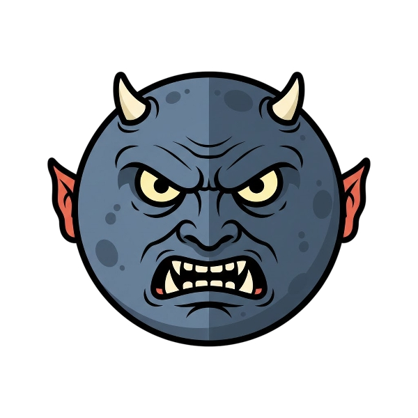 Ogre and Last quarter moon face